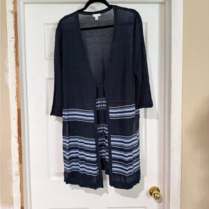 J. Jill Navy and Light Blue Striped Cardigan